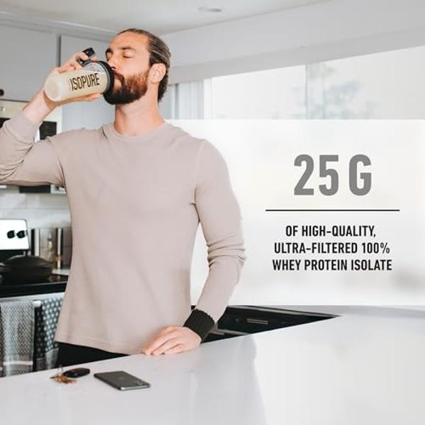 Isopure Zero Carb 100% Pure Whey Isolate Protein Powder, Lactose Free, Gluten Free, With Vitamins, Cookies & Cream, 25g Protein Per Serving, 1 Lb, 15 Servings (Packaging May Vary)