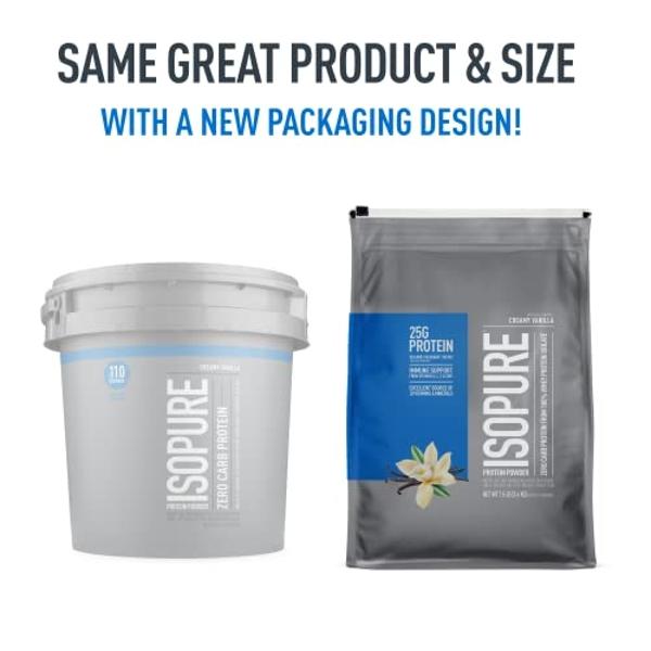 Isopure Zero Carb 100% Pure Whey Isolate Protein Powder, Lactose Free, Gluten Free, With Vitamins, Creamy Vanilla, 25g Protein Per Serving, 7.5 Lbs, 110 Servings (Packaging May Var