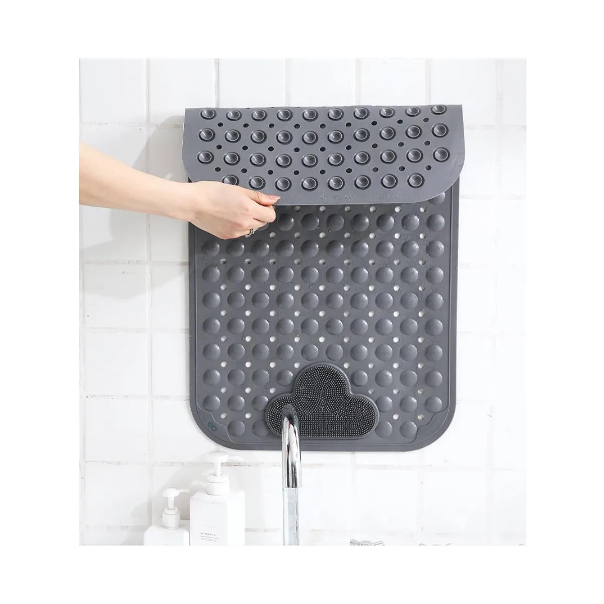 Tapete De Baño Antiderrapente Para Regadera Con Ventosas Gris