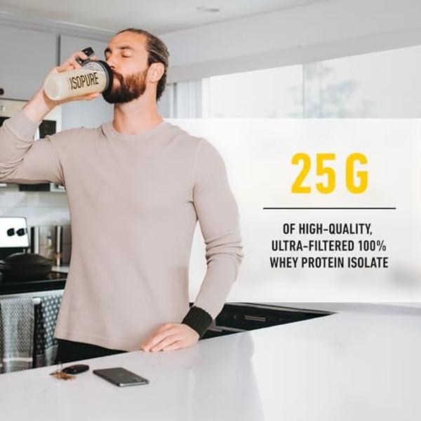 Isopure Zero Carb 100% Pure Whey Isolate Protein Powder, Lactose Free, Gluten Free, With Vitamins, Banana Cream, 25g Protein Per Serving, 3 Lbs, 44 Servings (Packaging May Vary)