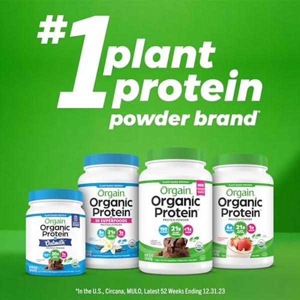 Orgain Organic Vegan Protein Powder, Cookies 'n Cream - 21g of Plant Based Protein, Low Net Carbs, Gluten Free, Lactose Free, No Sugar Added, Soy Free, Kosher, Non-GMO, 2.03 Lb