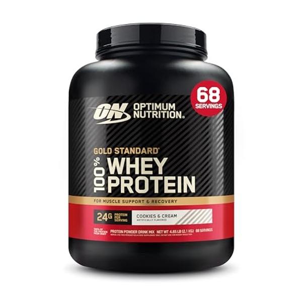 Optimum Nutrition Gold Standard 100% Whey Protein Powder, Cookies & Cream, 5 Pound (Packaging May Vary)