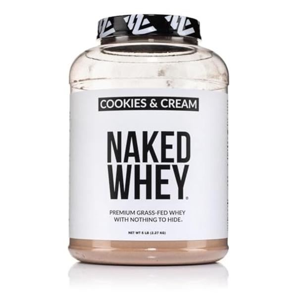 NAKED Whey Cookies and Cream Protein Powder - Grass Fed Whey Protein Powder, Non-GMO, No Soy, and Gluten Free - 52 Servings