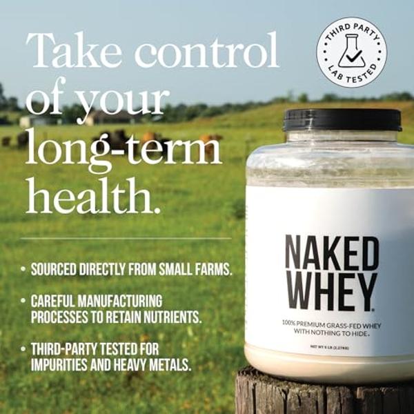 NAKED Whey 1Lb - Only 1 Ingredient, Grass Fed Whey Protein Powder, Undenatured, No Gmos, No Soy, Gluten Free, Stimulate Growth, Enhance Recovery - 15 Servings