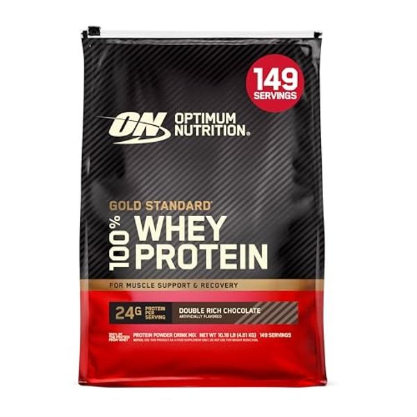 Optimum Nutrition Gold Standard 100% Whey Protein Powder, Double Rich Chocolate, 10 Pound (Packaging May Vary)