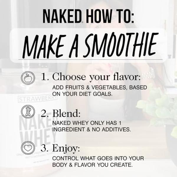 NAKED Whey Cookies and Cream Protein Powder - Grass Fed Whey Protein Powder, Non-GMO, No Soy, and Gluten Free - 52 Servings