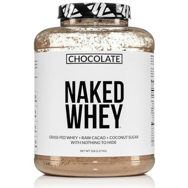 NAKED Whey Protein Supplement Powder, Chocolate, GMO Free, Soy Free, Gluten Free Aid Muscle Growth and Recovery 60 Servings, 5 Ib