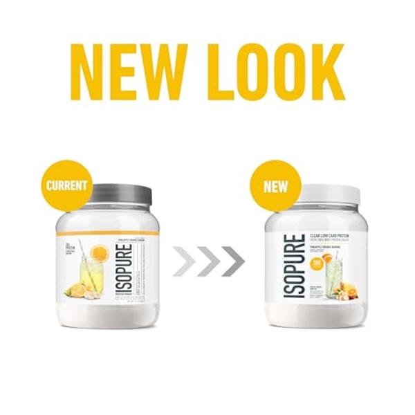 Isopure Clear Whey Isolate Protein Powder Infusions, Lactose Free, Gluten Free, Naturally Flavored, Pineapple Orange Banana, 20g Protein Per Serving, 14.1 Oz, 16 Servings (Packagin