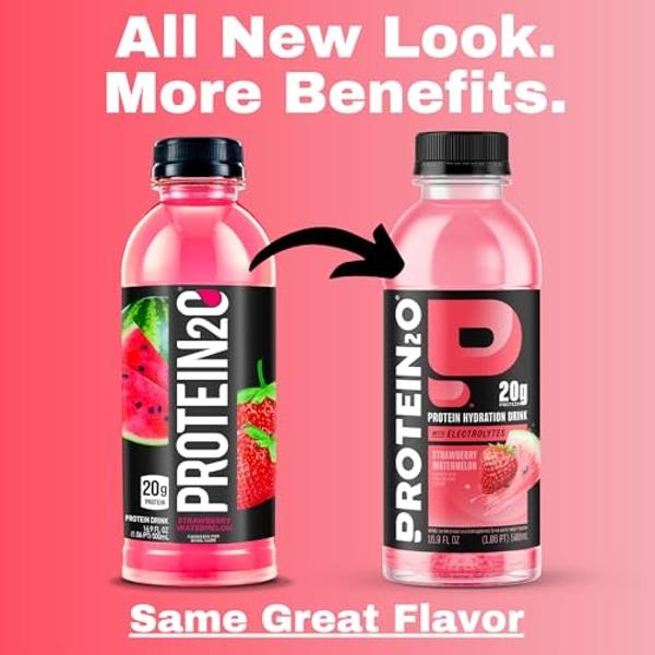 Protein2o Hydration Drink - 2-in-1 Liquid Clear Whey Protein Isolate and Electrolyte Drink - 20g Protein, Vitamins B5, B6 - Post-Workout Recovery - 16.9 Fl Oz - 12 Count Variety Pa