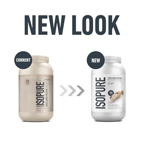 Isopure Zero Carb 100% Pure Whey Isolate Protein Powder, Lactose Free, Gluten Free, With Vitamins, Unflavored, 25g Protein Per Serving, 3 Lbs, 47 Servings (Packaging May Vary)