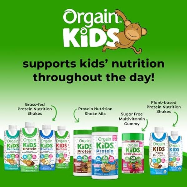 Orgain Organic Kids Protein Nutritional Shake, Vanilla - 8g of Protein, 22 Vitamins & Minerals, Fruits & Vegetables, Gluten Free, Soy Free, Non-GMO, 8.25 Fl Oz (Pack of 4)
