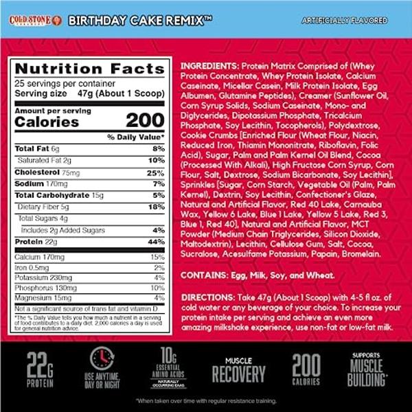 BSN Syntha-6 Whey Protein Powder, Cold Stone Creamery- Birthday Cake Remix Flavor, Micellar Casein, Milk Protein Isolate Powder, 25 Servings