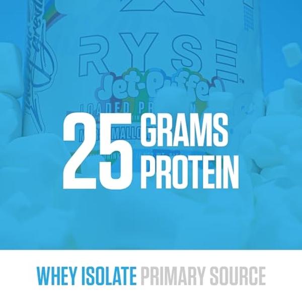 RYSE Loaded Protein Powder - Jet-Puffed Marshmallow - 25g Whey Protein Isolate & Concentrate with Prebiotic Fiber & MCTs - Low Carb, Low Sugar, Digestive-Friendly - 20 Servings / 1