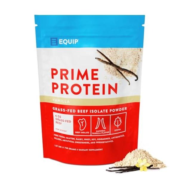 Equip Foods Prime Protein Powder | Clean, Grass Fed Beef Protein Isolate | Carnivore Protein Powder | Paleo, Keto Friendly | Gluten, Dairy Free | Helps Build & Repair Tissue | 30 S