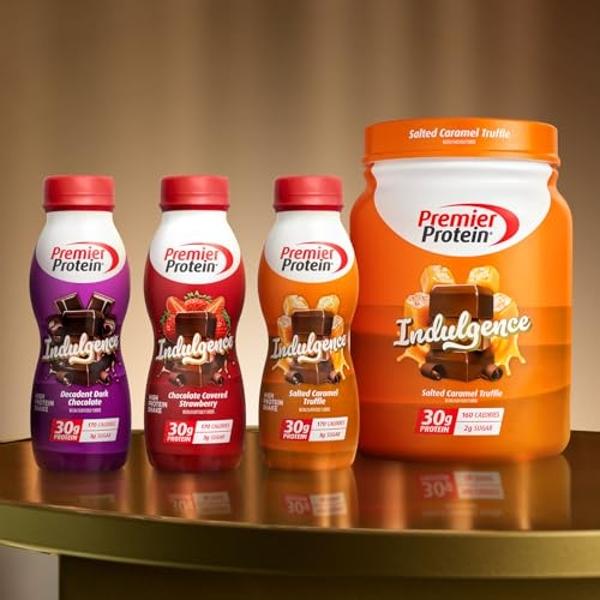 Premier Protein Indulgence Protein Shake, 30g Protein, 3g Sugar, Chocolate Covered Strawberry, 11.5 fl oz, Pack of 12