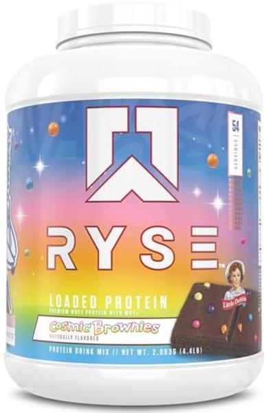 RYSE Loaded Protein Powder - Little Debbie Cosmic Brownie - 25g Whey Protein Isolate & Concentrate with Prebiotic Fiber & MCTs - Low Carb, Low Sugar, Digestive-Friendly - 54 Servin