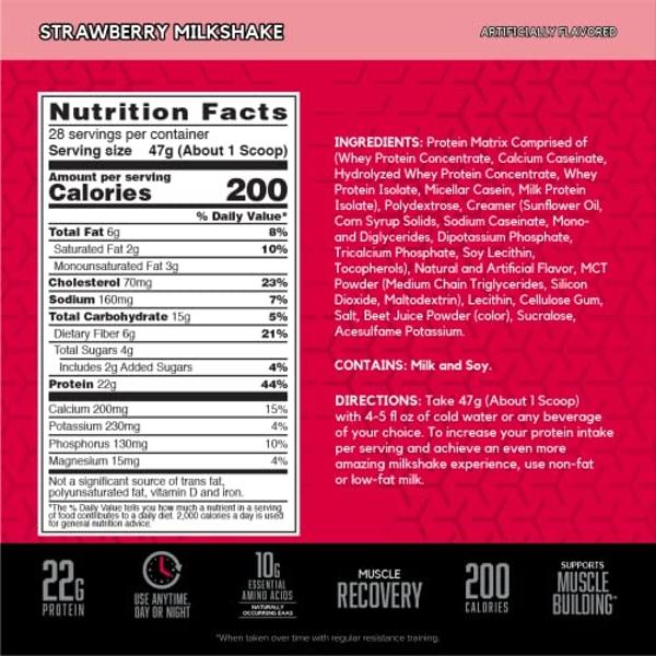 BSN SYNTHA-6 Whey Protein Powder, Strawberry Protein Powder with Micellar Casein, Milk Protein Isolate, Strawberry Milkshake, 28 Servings (Packaging May Vary)