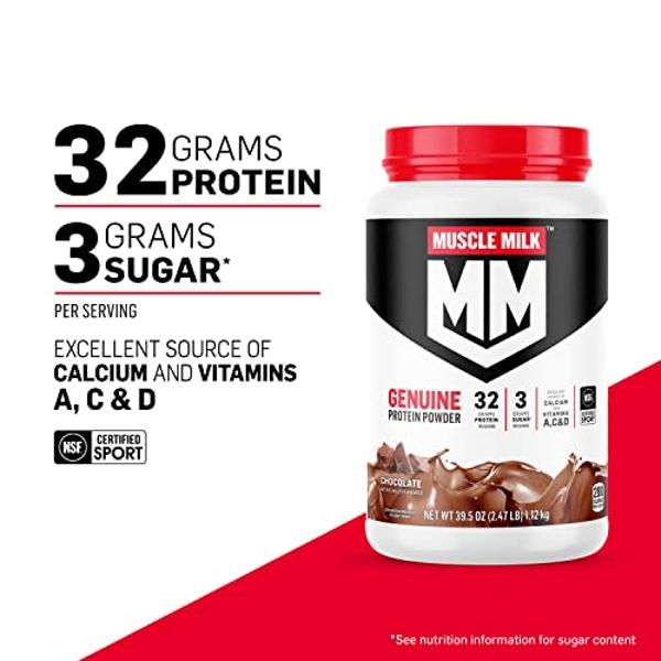 Muscle Milk Genuine Protein Powder, Cookies 'n Crème, 4.94 Pound, 32 Servings, 32g Protein, 2g Sugar, Calcium, Vitamins A, C & D, NSF Certified for Sport, Energizing Snack, Packagi
