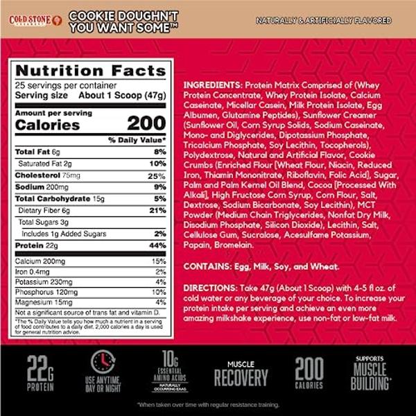 BSN Syntha-6 Whey Protein Powder, Cold Stone Creamery- Cookie Doughn't You Want Some, Micellar Casein, Milk Protein Isolate Powder, 25 Servings