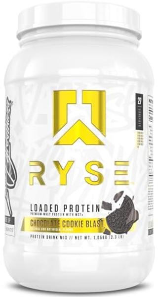 RYSE Loaded Protein Powder - Chocolate Cookie Blast - 25g Whey Protein Isolate & Concentrate with Prebiotic Fiber & MCTs - Low Carb, Low Sugar, Digestive-Friendly - 27 Servings / 2