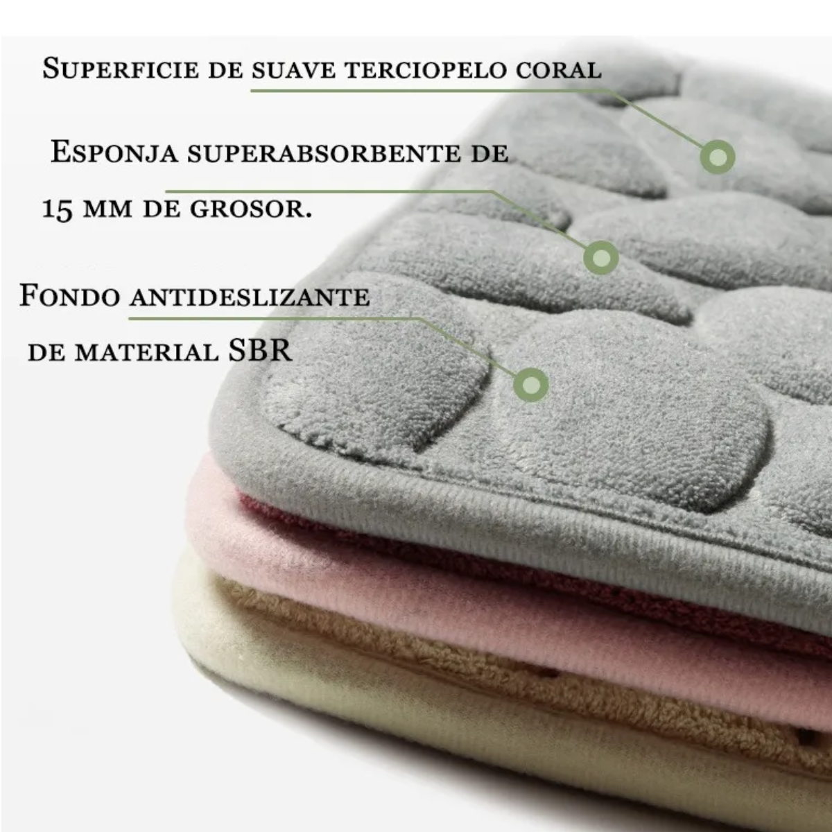 Tapete Baño Ultra Suave Antideslizante Absorbente De Agua Negro