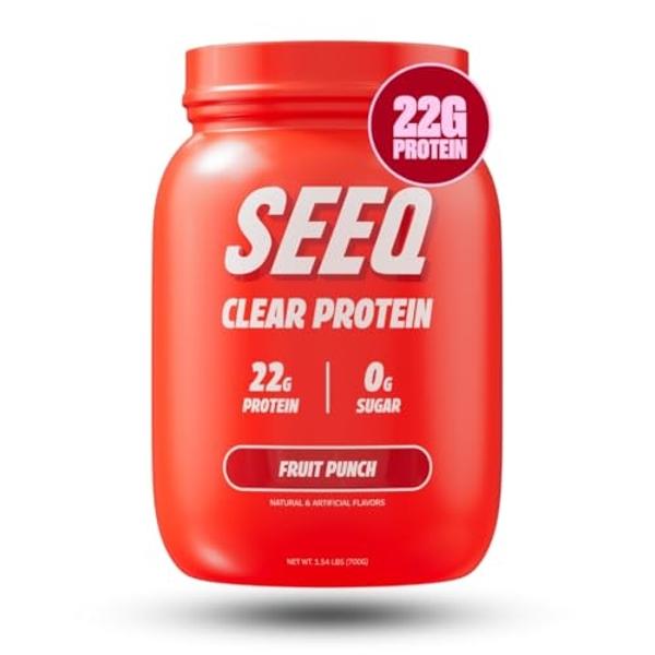 SEEQ Clear Protein Powder - Fruit Punch - 25 Servings - 22g Clear Whey Protein Isolate - Zero Sugar - 0g Lactose - Allergen Friendly - GLP1 Support - Bone Health - Muscle Post Work