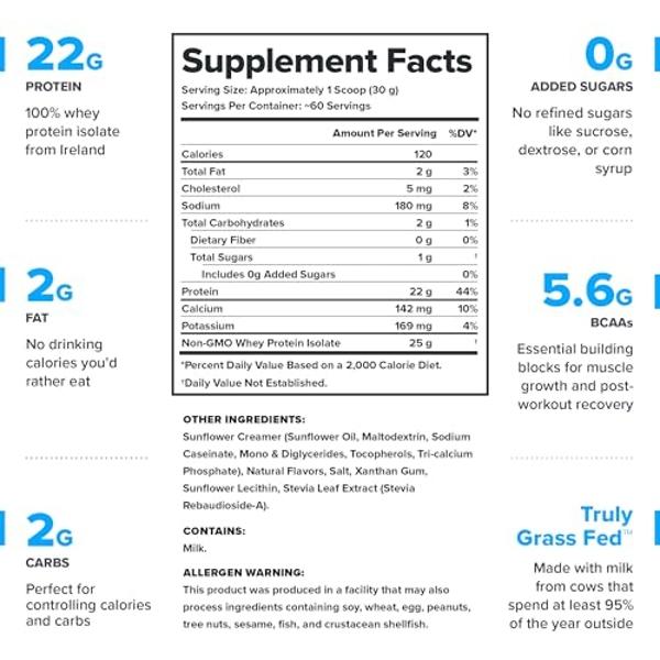 LEGION Whey+ Protein whey Isolate from Grass Fed Cows - Whey Protein Isolate Powder Low Calorie, Non-GMO, Sugar Free, Lactose and Gluten Free, All Natural Protein Powder for Men & 