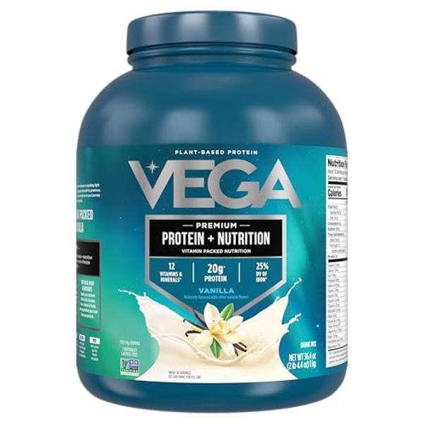 Vega Essentials Plant Based Protein Powder, Vanilla - Vegan, Superfood, Vitamins, Antioxidants, Keto, Low Carb, Dairy Free, Gluten Free, Pea Protein for Women & Men, 2.3 lbs (Packa