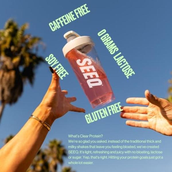 SEEQ Clear Protein Powder - Watermelon Wave - 25 Servings - 22g Clear Whey Protein Isolate - Zero Sugar - 0g Lactose - Allergen Friendly - GLP1 Support - Bone Health - Muscle Post 
