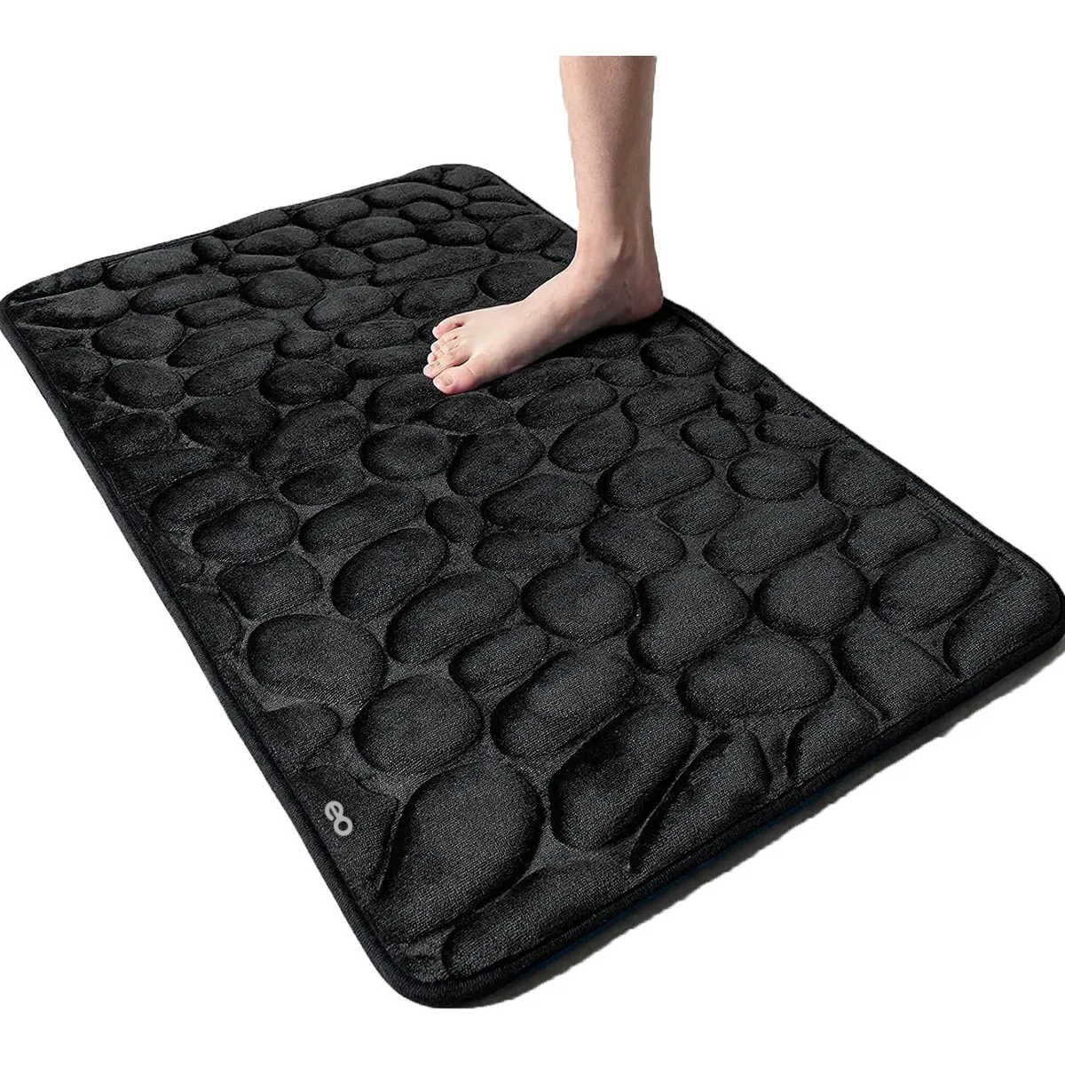 Tapete Baño Ultra Suave Antideslizante Absorbente De Agua Negro