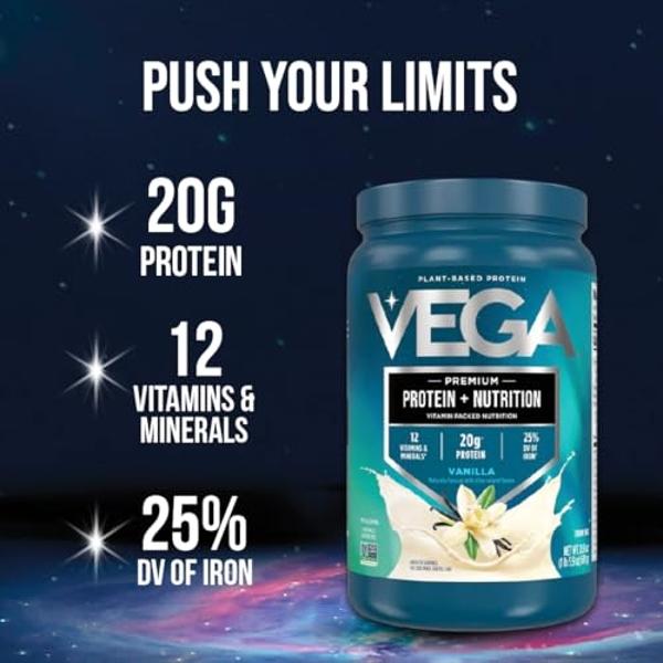 Vega Essentials Plant Based Protein Powder, Vanilla - Vegan, Superfood, Vitamins, Antioxidants, Keto, Low Carb, Dairy Free, Gluten Free, Pea Protein for Women & Men, 2.3 lbs (Packa