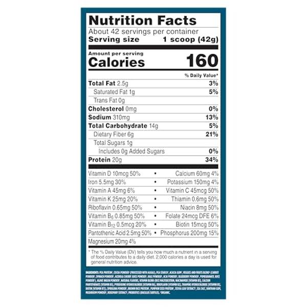 Vega Organic All-in-One Vegan Protein Powder, Chocolate - Superfood Ingredients, Vitamins for Immunity Support, Keto Friendly, Pea Protein for Women & Men, 61.8 Oz (Packaging May V