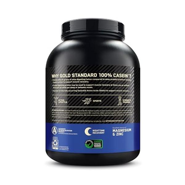 Optimum Nutrition Gold Standard 100% Micellar Casein Protein Powder, Slow Digesting, Helps Keep You Full, Overnight Muscle Recovery, Creamy Vanilla, 4 Pound (Packaging May Vary)