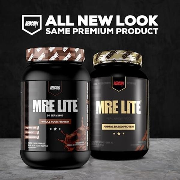 REDCON1 MRE Lite Whole Food Protein Powder, Cookies N' Cream - Low Carb & Whey Free Meal Replacement with Animal Protein Blends - Easy to Digest Supplement Made with MCT Oils (30 S