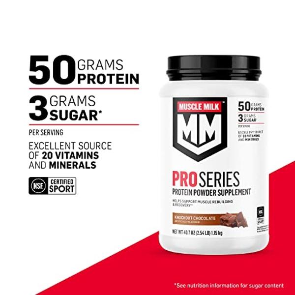 Muscle Milk Pro Series Protein Powder Supplement, Intense Vanilla, 5 Pound, 28 Servings, 50g Protein, 3g Sugar, 20 Vitamins & Minerals, NSF Certified for Sport, Workout Recovery, P