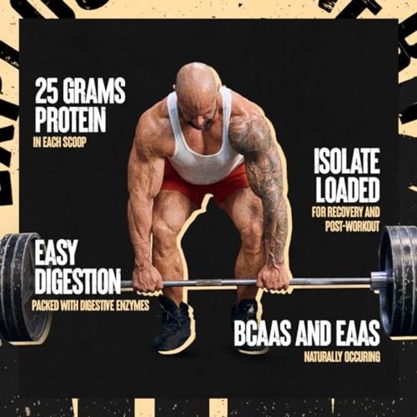 Animal Whey Isolate Protein Powder - Loaded for Pre & Post Workout Muscle Builder and Recovery with Digestive Enzymes for Men & Women - 25g Protein, Great Taste, Low Sugar - Browni