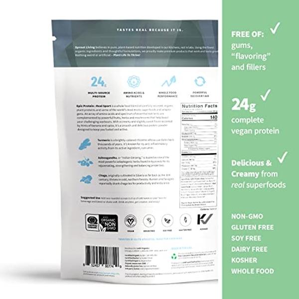 Sprout Living, Epic Protein, Plant Based Protein & Superfoods Powder, Real Sport | 24 Grams Organic Protein Powder, Recovery, Vegan, Non Dairy, Non-GMO, Gluten Free, Low Sugar (1 P