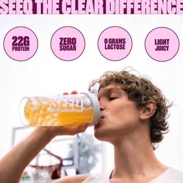 SEEQ Clear Protein Powder - Fruit Punch - 25 Servings - 22g Clear Whey Protein Isolate - Zero Sugar - 0g Lactose - Allergen Friendly - GLP1 Support - Bone Health - Muscle Post Work