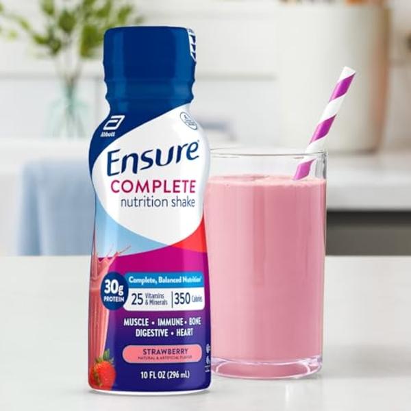 Ensure COMPLETE Nutrition Shake, 30g of Protein, Meal Replacement Shake, with Nutrients for Immune Health, Strawberry, 10 Fl Oz (Pack of 24)