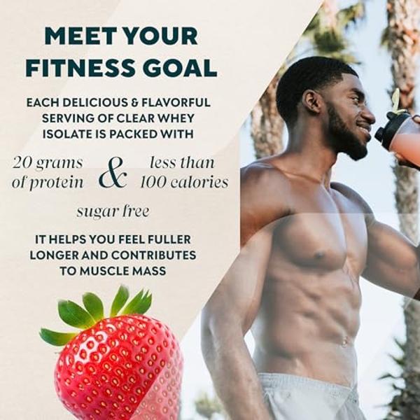 Myprotein Clear Whey Isolate Protein Powder, 1.1 Lb (20 Servings) Strawberry, 20g Protein per Serving, Naturally Flavored Drink Mix
