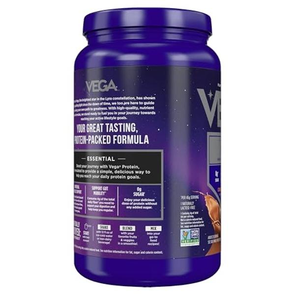 EarthChimp Organic Vegan Protein Powder - with Probiotics - Non GMO, Dairy Free, Non Whey, Plant Based Protein Powder for Women and Men, Gluten Free - 52 Servings 64 Oz (Vanilla)