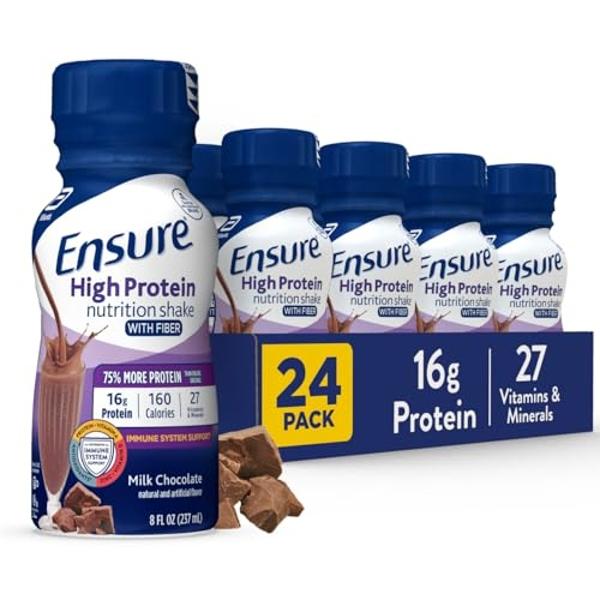 Ensure High Protein Milk Chocolate Nutrition Shake With Fiber | 24 Pack