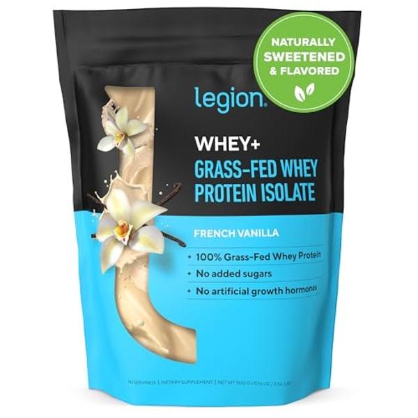LEGION Whey+ Whey Protein Powder (French Vanilla) - Low Calorie Whey Isolate Protein Powder - Non-GMO, Lactose-Free, Sugar-Free Whey Protein Isolate Powder - Grass Fed Protein (60 