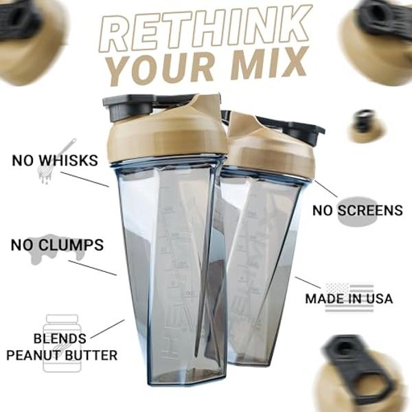 HELIMIX 2.0 Vortex Blender Shaker Bottle Holds upto 28oz | No Blending Ball or Whisk | USA Made | Portable Pre Workout Whey Protein Drink Shaker Cup | Mixes Cocktails Smoothies Sha