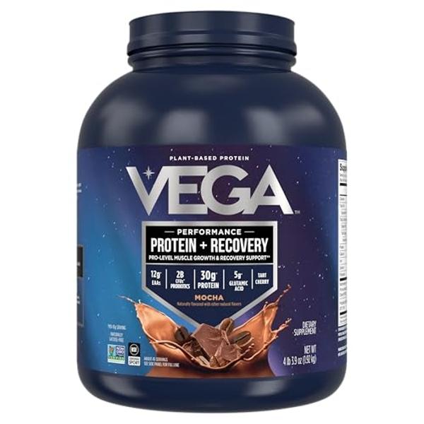 Vega Premium Sport Protein Mocha Protein Powder, Vegan, Non GMO, Gluten Free Plant Based Protein Powder Drink Mix, NSF Certified for Sport, 4lb 3 oz