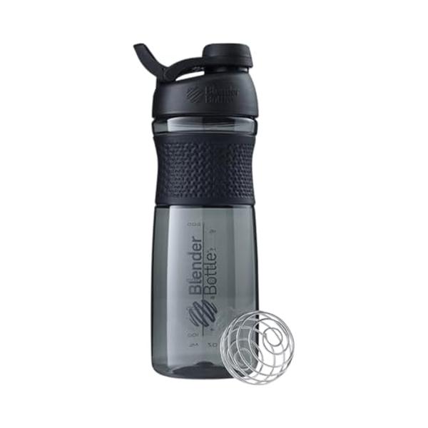 BlenderBottle SportMixer Shaker Bottle Perfect for Protein Shakes and Pre Workout, 28-Ounce, Black