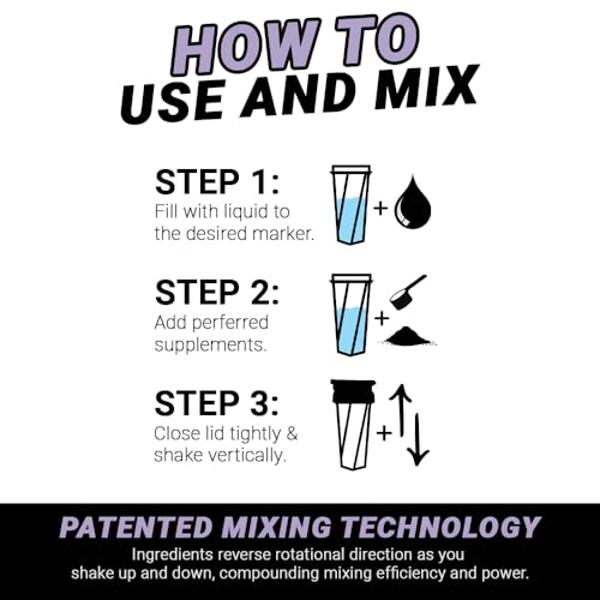 HELIMIX 2.0 Vortex Blender Shaker Bottle Holds upto 28oz | No Blending Ball or Whisk | USA Made | Portable Pre Workout Whey Protein Drink Shaker Cup | Mixes Cocktails Smoothies Sha