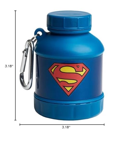 Smartshake Justice League Whey2Go Superman Protein Powder Storage Container 50g – BPA Free Shaker Bottle Funnel for Whey Protein Powder + Protein Shakes 110ml, DC Comics Superman G