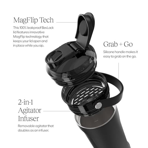 HELIMIX 2.0 Vortex Blender Shaker Bottle Holds upto 28oz | No Blending Ball or Whisk | USA Made | Portable Pre Workout Whey Protein Drink Shaker Cup | Mixes Cocktails Smoothies Sha