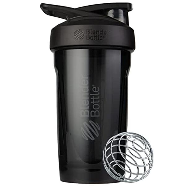 BlenderBottle Strada Shaker Cup Perfect for Protein Shakes and Pre Workout, 24-Ounce, Black